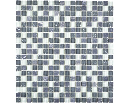 Mosaik glas natursten XCM M810 30,5x32,2 cm grå/svart