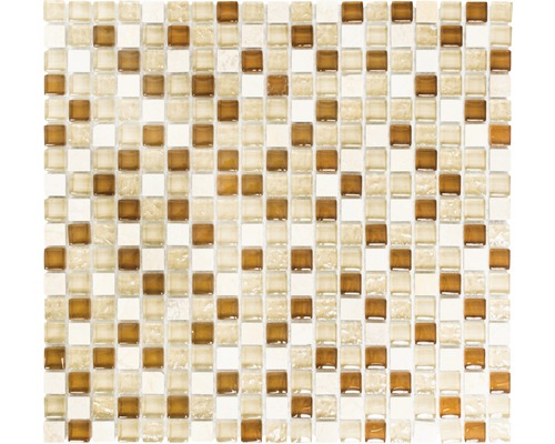 Mosaik glas natursten XCM M820 30,5x32,2 cm beige/brun Mosaikplatta med glas- och marmorelement