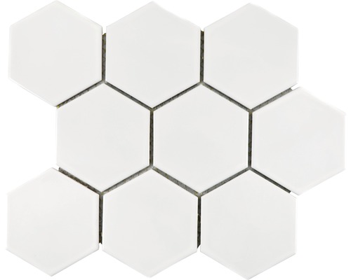 Mosaik keramik Hexagon HX100 vit blank 25,6x29,5 cm