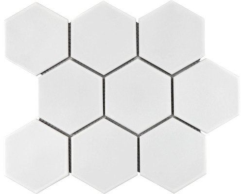 Mosaik keramik Hexagon HX 105 vit matt 25,6x29,55 cm