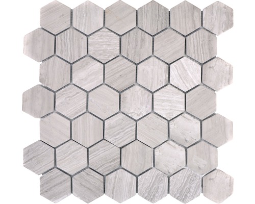 Mosaik natursten Hexagon marmor wood MOS HXN 2012 grå matt 29,8x30,5 cm