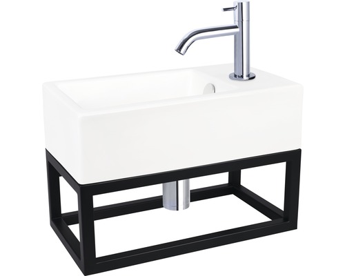 Tvättställ med svart ram och armatur