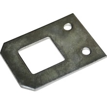 Metallplatta med kvadratisk utskärning och två hål