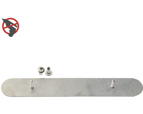 Metallplatta med skruvar och symbolen Ingen borrning