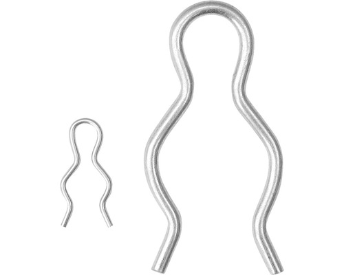 Symmetrisk fjäder DRESSELHAUS 1,2mm galvaniserad Två säkerhetsbyglar i metall i olika storlekar