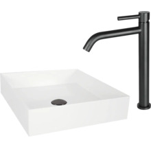 Tvättställsskål, fyrkantig, med blandare