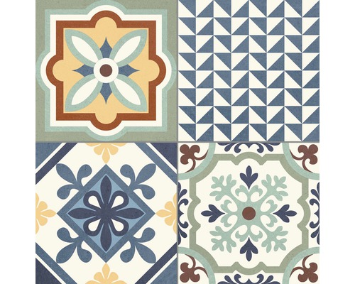 Kakelmönster med geometriska och blommiga motiv