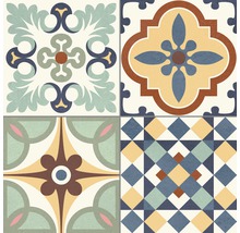 Dekorativa plattor med geometriska och blommiga mönster