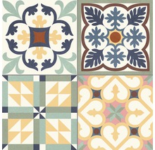 Dekorativa plattor med blommiga och geometriska mönster