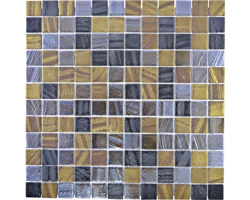 Mosaik glas TINA 357 svart guld 31,5 x 31,5 cm Mosaikplatta av glas