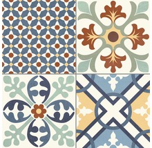 Dekorativa plattor med geometriska och blommiga mönster