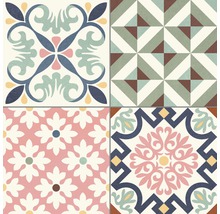 Kakel med olika dekorativa mönster