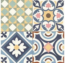 Dekorativa plattor med geometriska och blommönster