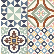 Dekorativa plattor med geometriska och blommiga mönster för vägg- och golvdesign