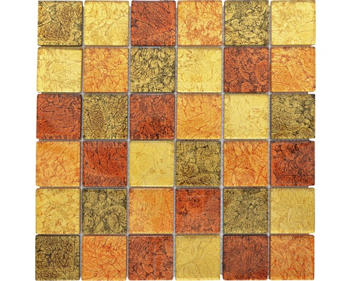 Mosaik glas XCM 8AL29 brun guld orange 30 x 30 cm