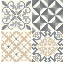 Mönster av fyra plattor med olika designer