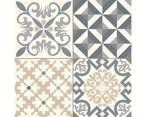 Mönster av fyra plattor med olika designer