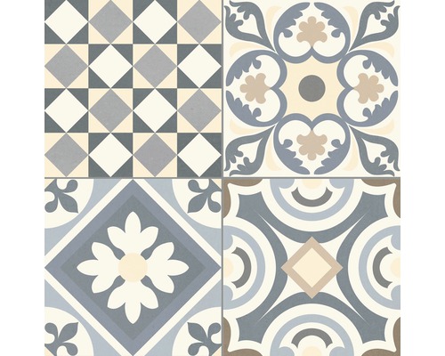 Kakelmönster med geometriska och blommiga motiv