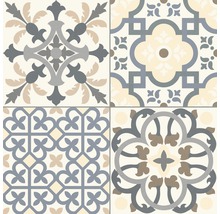 Dekorativa plattor med blommiga och geometriska mönster