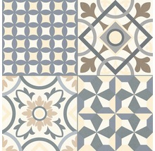 Kakelmönster med geometriska och blommiga element