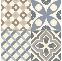 Kakelmönster med geometriska och blommiga motiv