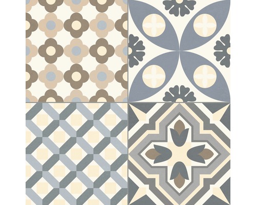 Kakelmönster med geometriska och blommiga motiv