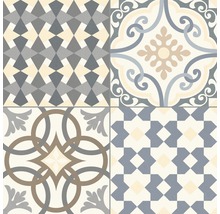 Dekorativa kakel med geometriska och blommiga mönster