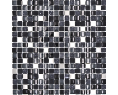 Mosaik glas XCM M760 svart grå 30 x 30 cm
