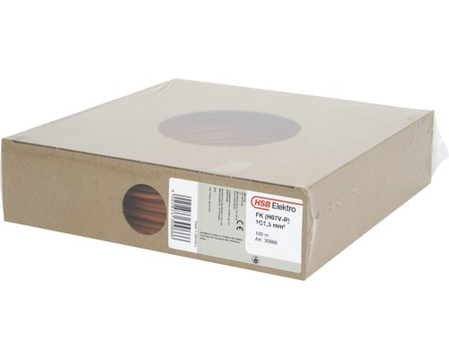 Installationskabel FK (H07 V-R), 1,5 mm², orange, 100 m HSB Elektro installationskabel FK (H07V-R) 1C 1,5 mm² med 100 meters längd i kartongförpackning