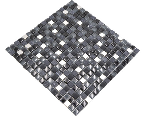 Mosaikmatta av glas och natursten, kvadratisk form