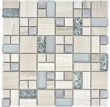 Mosaikplatta av marmor, glas och stengods