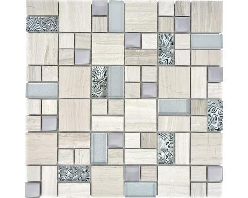 Mosaik natursten XCM MC599 grå vit 30 x 30 cm