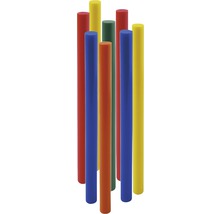Flerfärgade, cylindriska trästavar