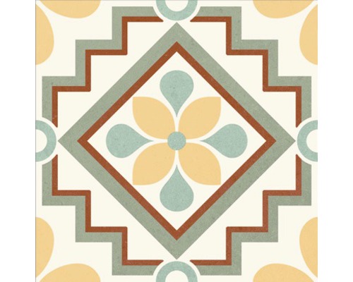 Dekorativ platta med geometriskt och blommigt mönster