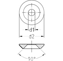 Teknisk ritning av en försänkt bricka med mått