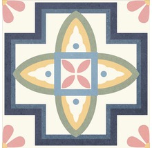 Dekorativ golvplatta med geometriska och blommiga mönster