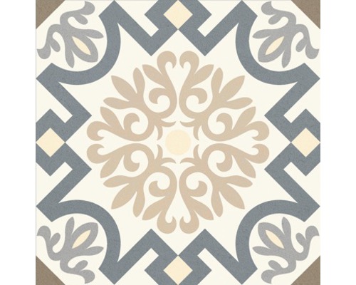 Dekorativ platta med blommönster och geometriska element