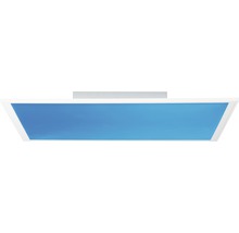 Taklampa med rektangulär form och blått ljusfält