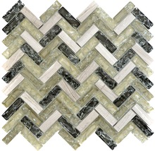 Mosaik glas fiskben XIC HB1552 grå grön struktur blank 26,3x29,3 cm