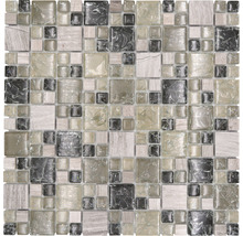 Mosaikplatta med glas- och stenelement