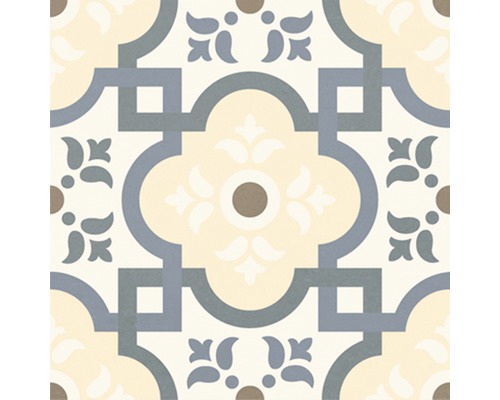 Dekorativ platta med geometriska och blommiga element