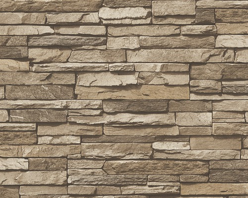Tapet A.S. CRÉATION Wood'n Stone tegel brun 10,05x0,53m 95833-2 Tapet med stenmönster