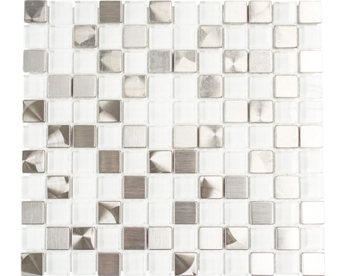 Mosaik aluminium vit blank 32,7x30,2 cm