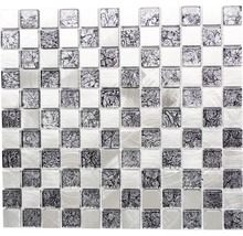 Mosaikplatta av glas och metall