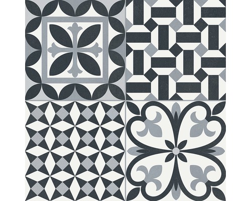 Dekorativa plattor med geometriska och blommönster