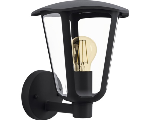 Svart vägglampa med glödlampa