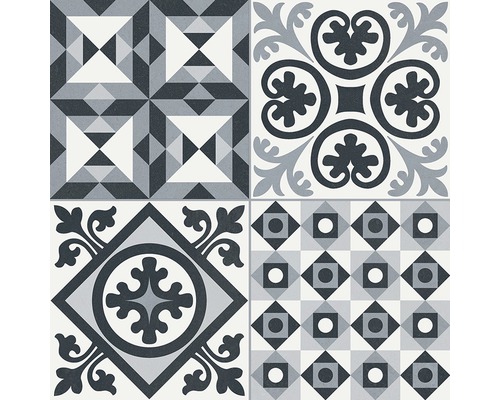 Dekorativa plattor med geometriska och blommiga mönster