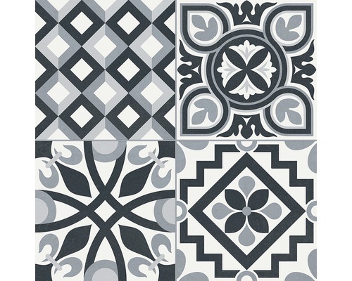 Dekorativa golvplattor med geometriska och blommönster