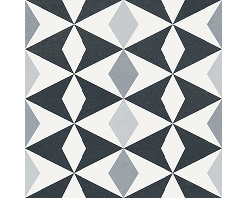 Kakelmönster med geometriska former i gråskalor