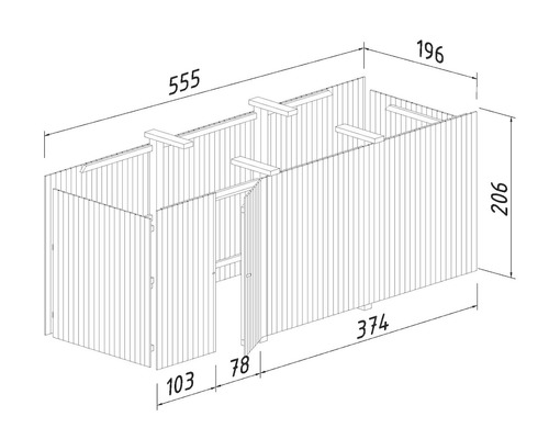 Mått på en timmerstuga som en teknisk ritning